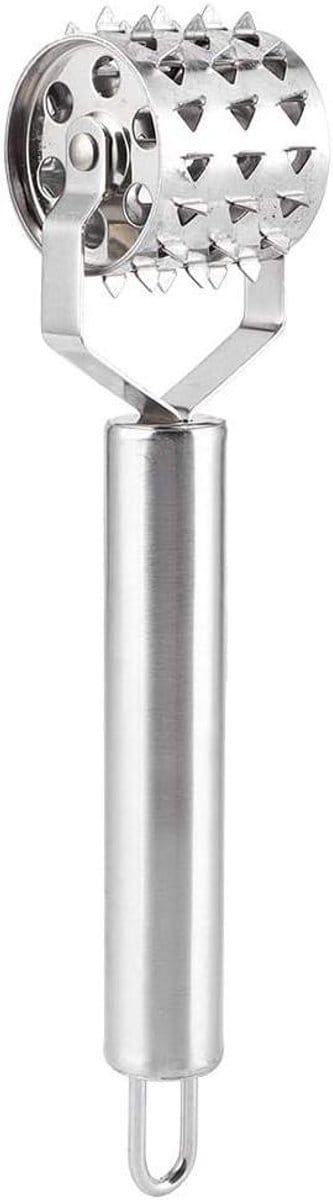 Vleesvermalser RVS - Vleesroller Kiphamer - Kruiden Laten Intrekken - Ergonomisch Handvat - 21 cm - Zilver