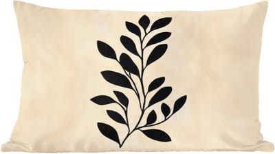 Sierkussens - Kussentjes Woonkamer - 60x40 cm - Minimalistisch - Tak - Bladeren - Zwart