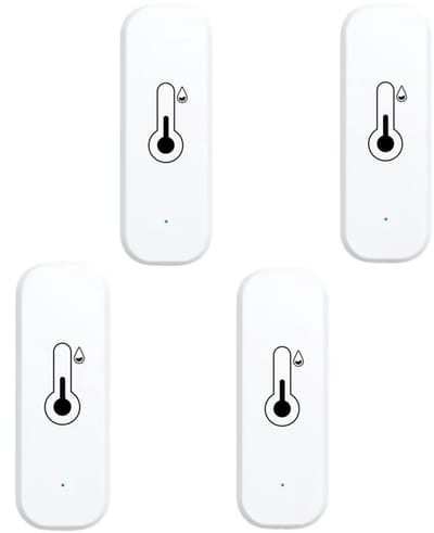 Draadloze Thermometer Hygrometer 4-Pack - WiFi Weerstation - Temperatuur- en Luchtvochtigheidsmeter voor Binnen met App Notificaties en Bewaking op Afstand