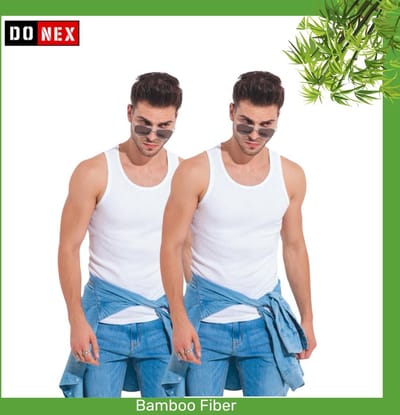 2 pack DONEX® luxe bamboe heren onderhemd - Wit- Maat XL