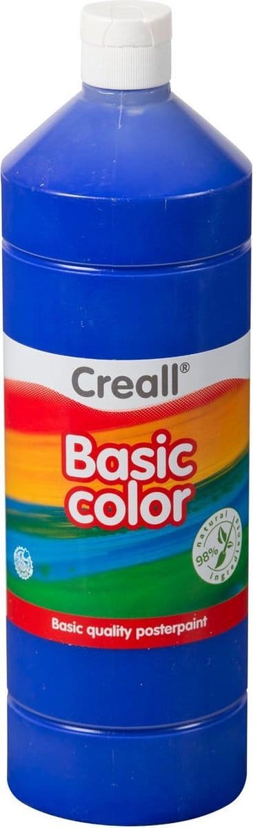 Creall plakkaatverf koningsblauw 1 liter schoolverf kinderverf.