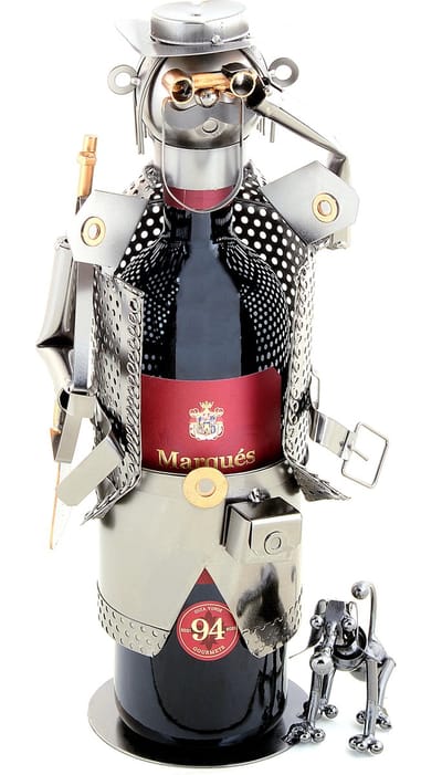 Wijnfleshouder Beeldje Jager Hond Metalen Flessenhouder Cadeau Beeldje Jacht Beeld Jagen Jachtcadeau