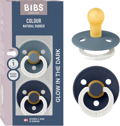 BIBS Colour Glow Fopspeen - 0-6 mnd - 2-pack - Rond - Petrol/Deep Space