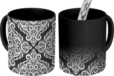 Magische Mok - Foto op Warmte Mokken - Koffiemok - Patroon - Abstract - Wit - Magic Mok - Beker - 350 ML - Theemok