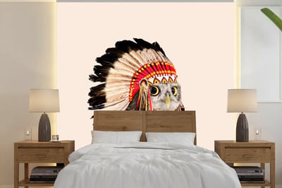 Dieren behang - Behang - Dier - Uil - Indiaan - Vogel - Fotobehang dieren - 240x240 cm