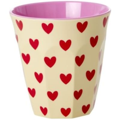 Rice melamine beker medium darling hearts creme