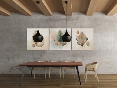 Drieluik Canvas Schilderij Abstract Natuur – Moderne Wanddecoratie - 3x30x30x cm