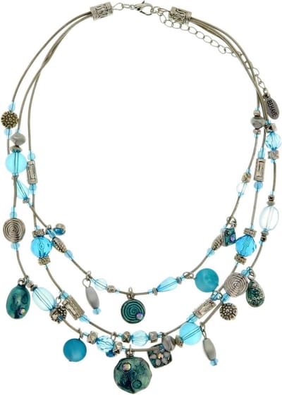 Behave - Statement Layerketting – Lichtblauw Antiek Zilverkleur – 40 cm + 7 cm – Nikkelvrij