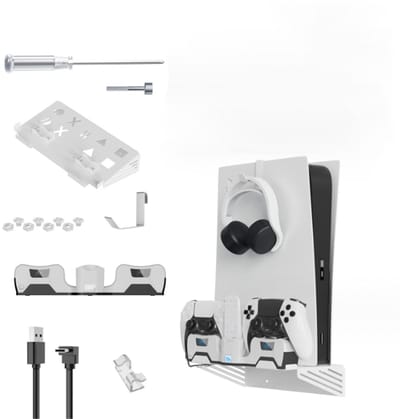 NAXSIR Multifunctionele Oplaadstation voor PlayStation 5 • 2 Controller Oplaadstation • Opbergstandaard voor Headset & Accessoires