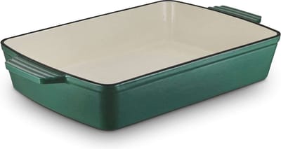 Ovenschaal, 39 x 23 cm, 3.6 L, Ook Geschikt voor Fornuis, Groen, Geëmailleerd Gietijzer - Barbary & Oak | Foundry