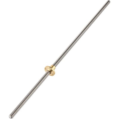 T8 8mm Acier Inoxydable Trapézoïdal Tige Filetée Vis & Écrou en Laiton pour Imprimante 3D 400mm