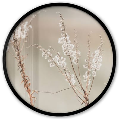 Poster in lijst Rond - Fotolijst 40x40 cm - Posters - Bloemen - Wit - Planten - Ronde posterlijst zwart - Decoratie - Wanddecoratie woonkamer - Muurdecoratie slaapkamer