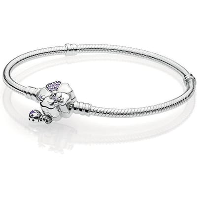 Nieuwe 925 Sterling Zilveren Moment Wildflower Meadow Floral Butterfly Snake Chain Armband voor Populaire Bangle Bead Charm Diy Sieraden 17cm white