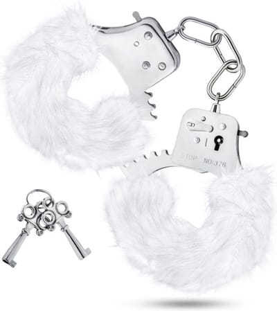 Pluche metalen handboeien - wit