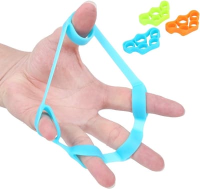 3 stuks Vingergriptrainer - antislip, duurzaam en krachtig apparaat voor het trainen van de onderarmen - hulpmiddel voor vingerstrekking en revalidatie - 10*5*2 cm - voor handrevalidatie bij rotsklimmen - verkrijgbaar in blauw, groen en oranje.