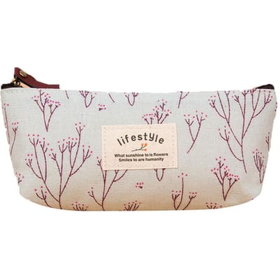 Étui à crayons à fleurs douces, sac floral, trousse de rangement multifonctionnelle pour papeterie Blue