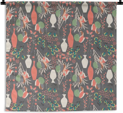 Wandkleed - Wanddoek - Boeket - Bloemen - Patronen - 180x180 cm - Wandtapijt