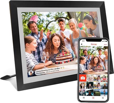 Digitale fotolijst met WiFi en Frameo App - 10.1 inch HD+ IPS Display - Fotokader met Touchscreen - 32GB - Zwart/Wit - Frameo digitale fotolijst - digitale fotokader - digitaal fotolijstje
