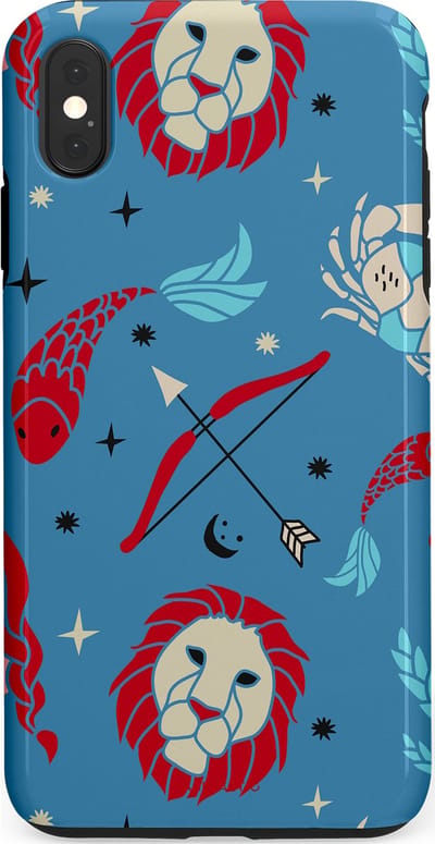Casetastic hoesje geschikt voor Apple iPhone XS Max - Dubbellaagse bescherming - Zodiac in verbinding - Fashion Case - Petrol Bordeaux Grijs