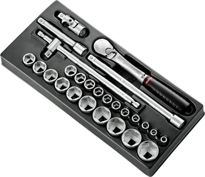 Facom Module Zeskant metrische doppen 1/2” met Ratel SL.161B - 26-delig - MOD.SL161-46
