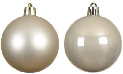 Decoris Kerstballen - 12x - licht parel/champagne - 6 cm - kunststof - mat/glans - kerstversiering - kerst