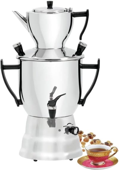Waterkoker Met Theepot - Samovar Warmhouder - Professioneel Thee Zetten - Thermostatische Bediening - 3 Liter Capaciteit - Roestvrij Staal