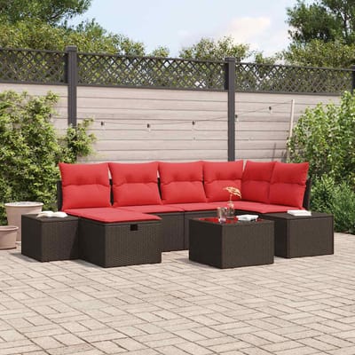 vidaXL - Tuinbank - Set - 7 - st - Bruin - poly - rattan