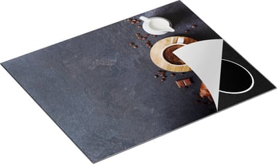 Chefcare Inductie Beschermer Kopje Koffie met een Croissant - 65x50 cm - Afdekplaat Inductie - Kookplaat Beschermer - Inductie Mat