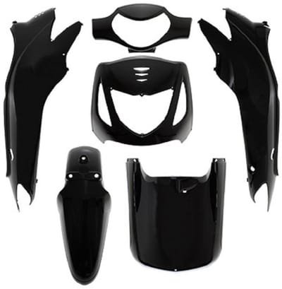 Kit carénage P2R pour Scooter Honda 150 SH 2001 à 2012 noir brillant 6 pièces Neuf