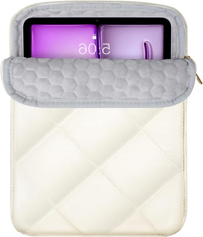 Draagbare en stijlvolle tablet sleeve voor 13 inch iPad en Galaxy Tab, beige, geschikt voor bescherming en transport