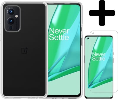 Hoesje - Met Screenprotector - Geschikt voor OnePlus 9 - Sterk & Shockproof - Back Cover - Siliconen Case - Telefoon Hoes - Telefoonhoesjes - Transparant