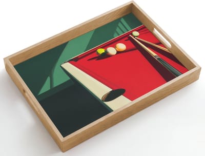 Dienblad hout 50x35 cm - Schootdienblad - Biljarttafel - Ballen - Rood - Schaduw - Borrelplank rechthoek - Plateau dienbladen