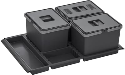 Metropolis PTC22 08050 7F Afvalbak 12+12+12L met deksel voor kastbreedte 80 cm