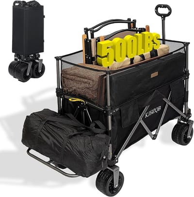 Opvouwbare Campingwagen XL met Grote All-Terrain Wielen - 227 kg Draagvermogen
