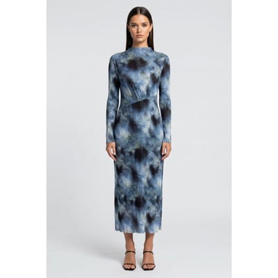 & Other Stories Monica Mesh Dress Blue Maat: M | Midi Jurken Outlet | Dames | Zwart