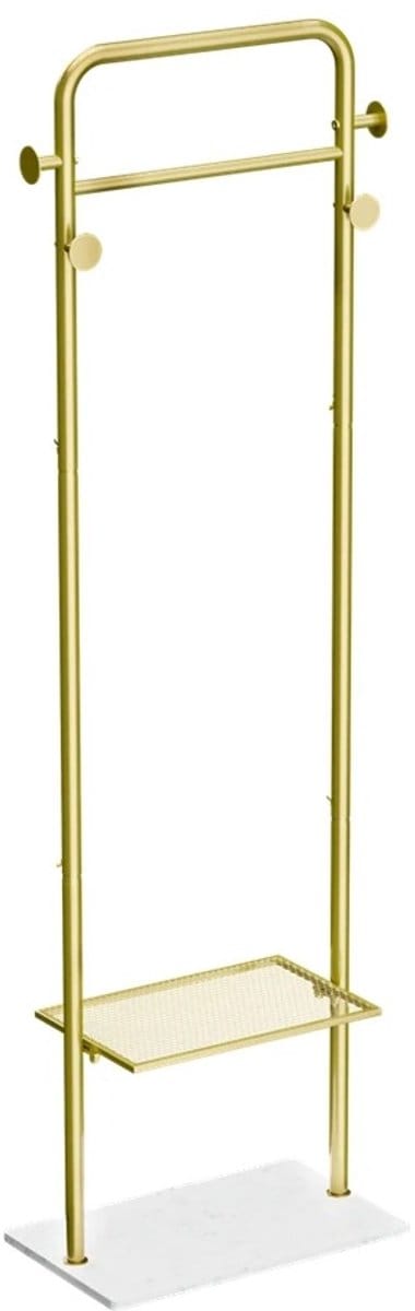 DPLUNIQ Kapstok - Kledinghangers - Kleerhangers - Kledingrek - 4 haken - Marmerenvoet - Heavy Duty - 50x30x175 cm - Goud
