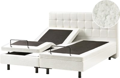DUKE - Bed verstelbaar - Gebroken wit - 160 x 200 cm - Bouclé