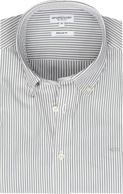 McGregor Overhemd Poplin Streep Sage Groen - Maat 3XL - Heren - Overhemden Casual