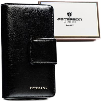 Peterson - Groot Verticale Damesportemonnee - Kunstleer - Zwart