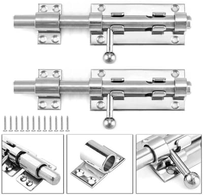 Schuifgrendels - 2-pack - Roestvrij staal - 15 cm - Verdikte pen met slotgat - Veiligheidsgrendel - Omkeerbaar