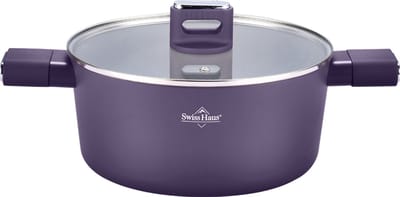 Swiss Haus® SCC20T Braadpan Inductie Ø 20 cm – 2,6L Soeppan – PFAS Vrij – Sapphire™ Keramische Antiaanbaklaag – Pan Met Glazen Deksel – Geschikt Voor Alle Warmtebronnen – Paars