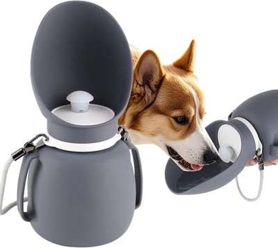Hondendrinkfles 800 ml - Opvouwbare en draagbare waterfles voor honden, ideaal voor reizen en buitenactiviteiten, grijs