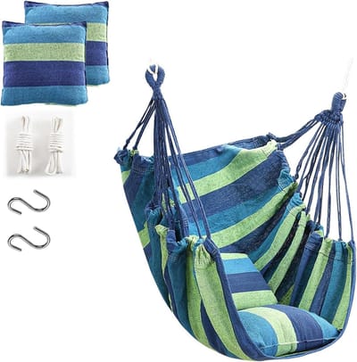 Katoenen Hangstoel - Schommelstoel Hangmat - Buiten Ontspannen - Inclusief 2 Kussens - 100x130 cm - Niet gespecificeerd