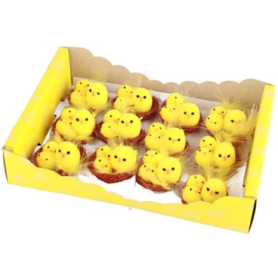 12 Stuks Mini Paaskuikens Geel Paasdecoratie Speelgoed Lente Huis Tuin Decoratie Feestartikelen en yellow
