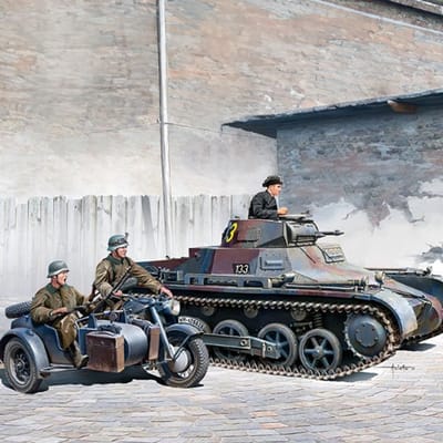 Academy Modelbouwpakket Motorfiets - 13556 Duitse Panzer I Ausf. B - Motorfiets Plastic - 1:35 - Modelbouw