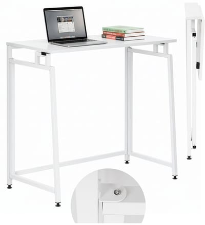 Springos Bureau – Werkbureau – Computer Bureau – Bureautafel – Opklapbaar – 80 X 75 X 40 CM – 30 Kg - industriële - Wit