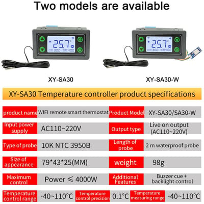 Digitale LCD-display Intelligente thermostaat Mobiele telefoon APP Afstandsbediening Wifi Temperatuurregelaar Ingebouwd 30A