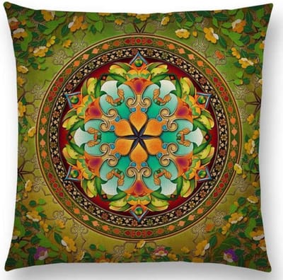 Mandala kussenhoes 45x45 cm - Fluweelzacht - DUBBELZIJDIG BEDRUKT - Groen