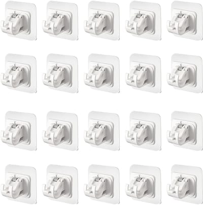 Dailygoods- Gordijnroede - 20 Stuks - Zelfklevende Klemdragers - Gordijnstanghouder - Hoogwaardig ABS-Materiaal - Voor Stangen tot 2,2 cm - Gordijnhouder