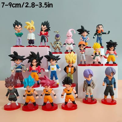 Aléatoire 1 Pièce Dragon Ball Z Super Saiyan Goku Figurine Anime Jouet Mini Majin Buu Broli Vegeta Manga Action Modèle PVC Poupées Cadeaux Enfants white